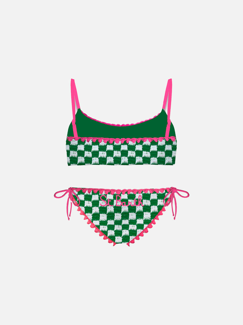 Bikini da bambina a bralette da bambina con ricamo