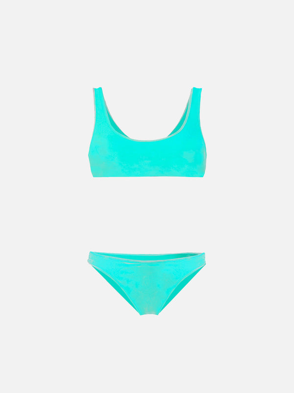 MÄDCHEN-BIKINI, KREISBLAU, SAMT