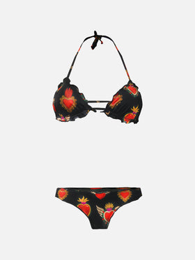 Woman cheeky swim briefs with heart print - MC2 Saint Barth