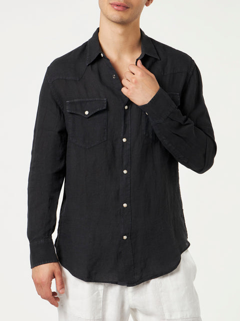 Man black linen shirt - MC2 Saint Barth