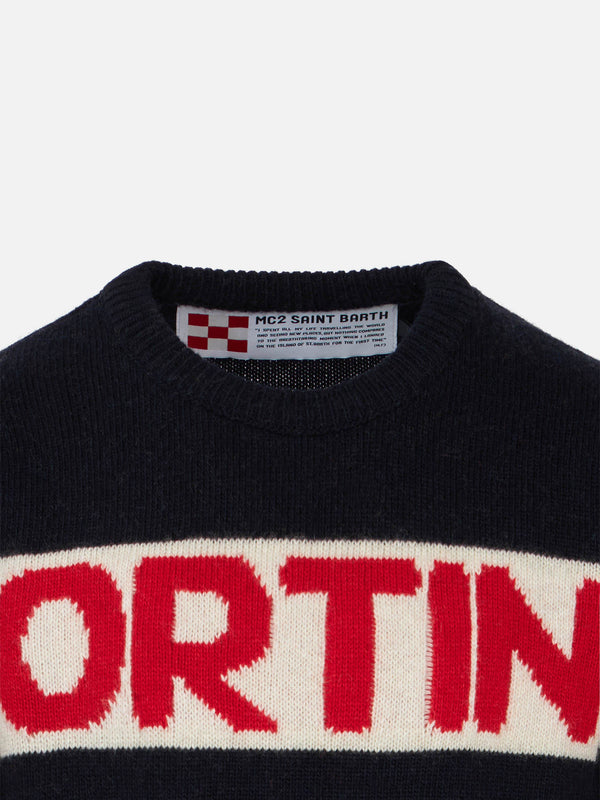 Blauer Jungenpullover Cortina mit roter Grafik