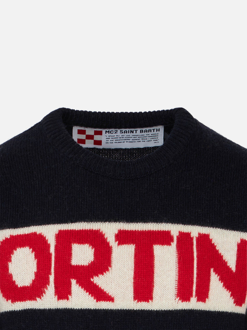 Blue boy sweater Cortina red graphic