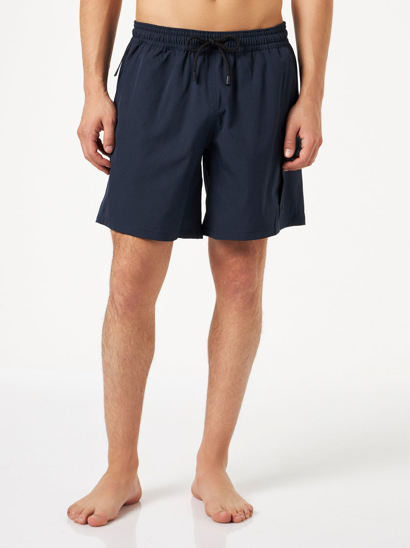 Blaue, marineblaue Herren-Badeshorts aus Komfort und Stretch