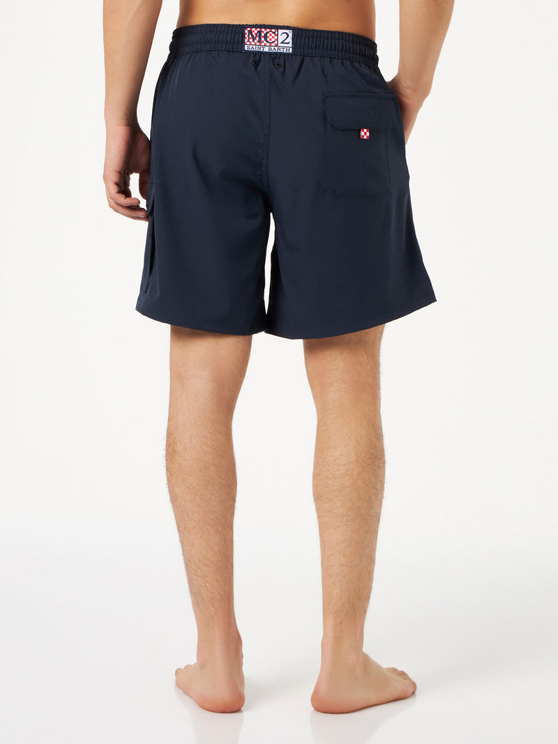 Man blue navy comfort and stretch swim shorts