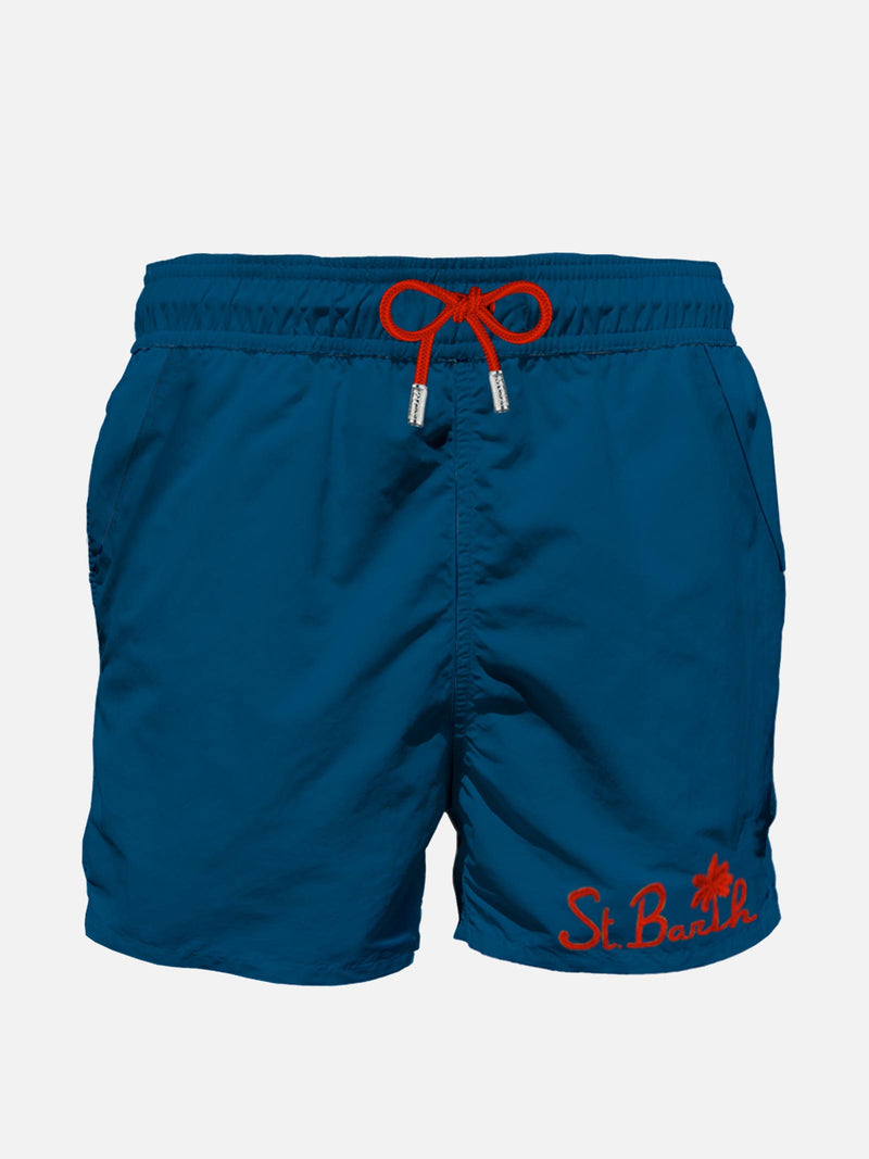 Blaue Herren-Badeshorts mit Tasche