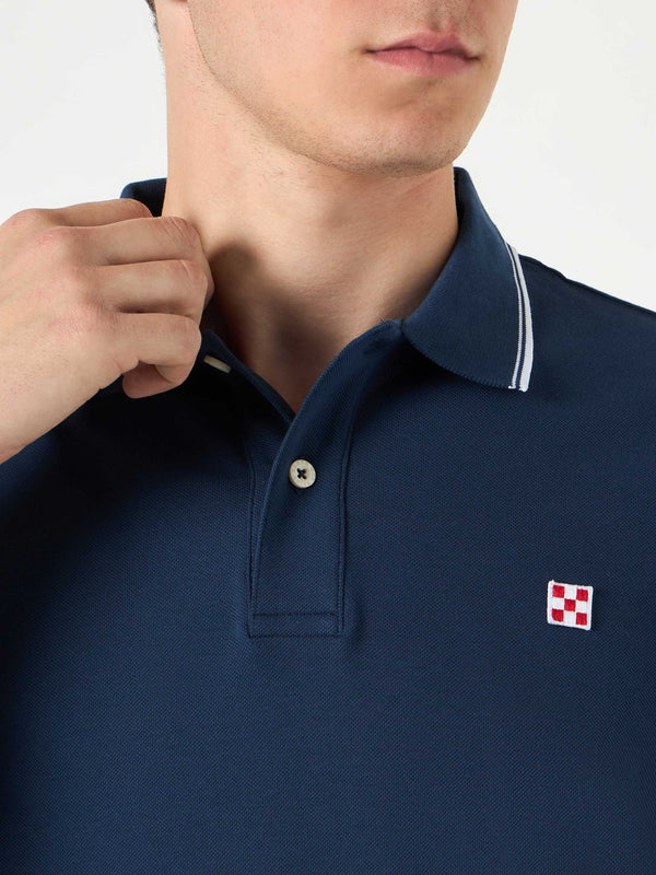 Blaues marineblaues Piquet-Poloshirt mit St. Barth-Logo