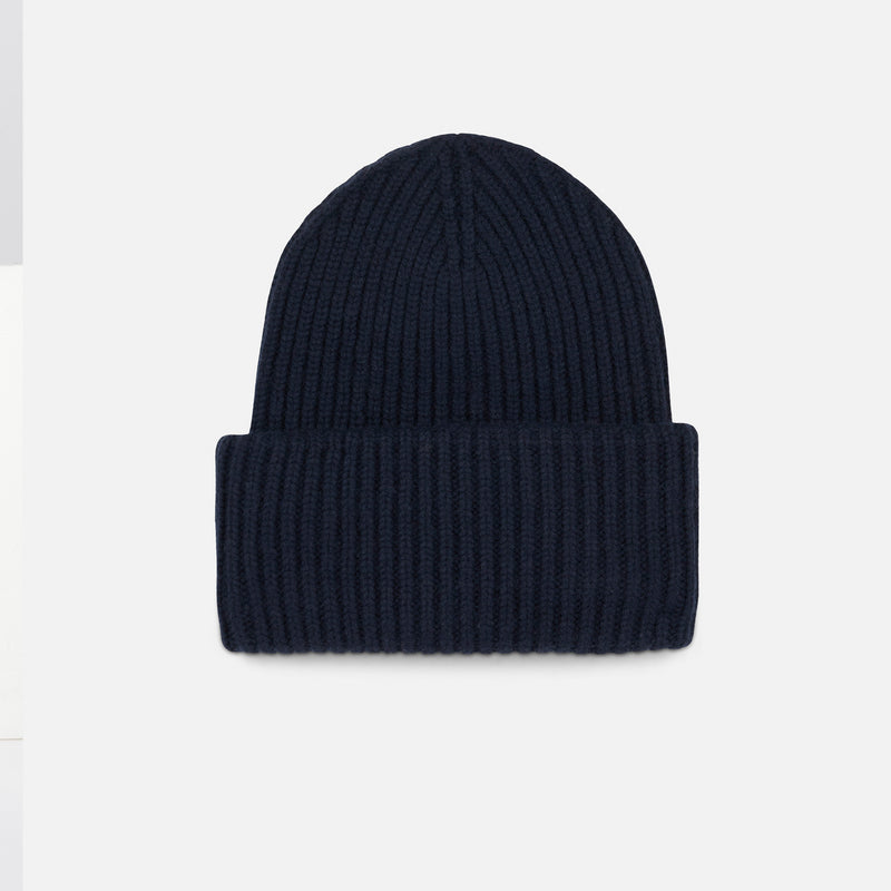 Boy blue ribbed beanie with Saint Barth label