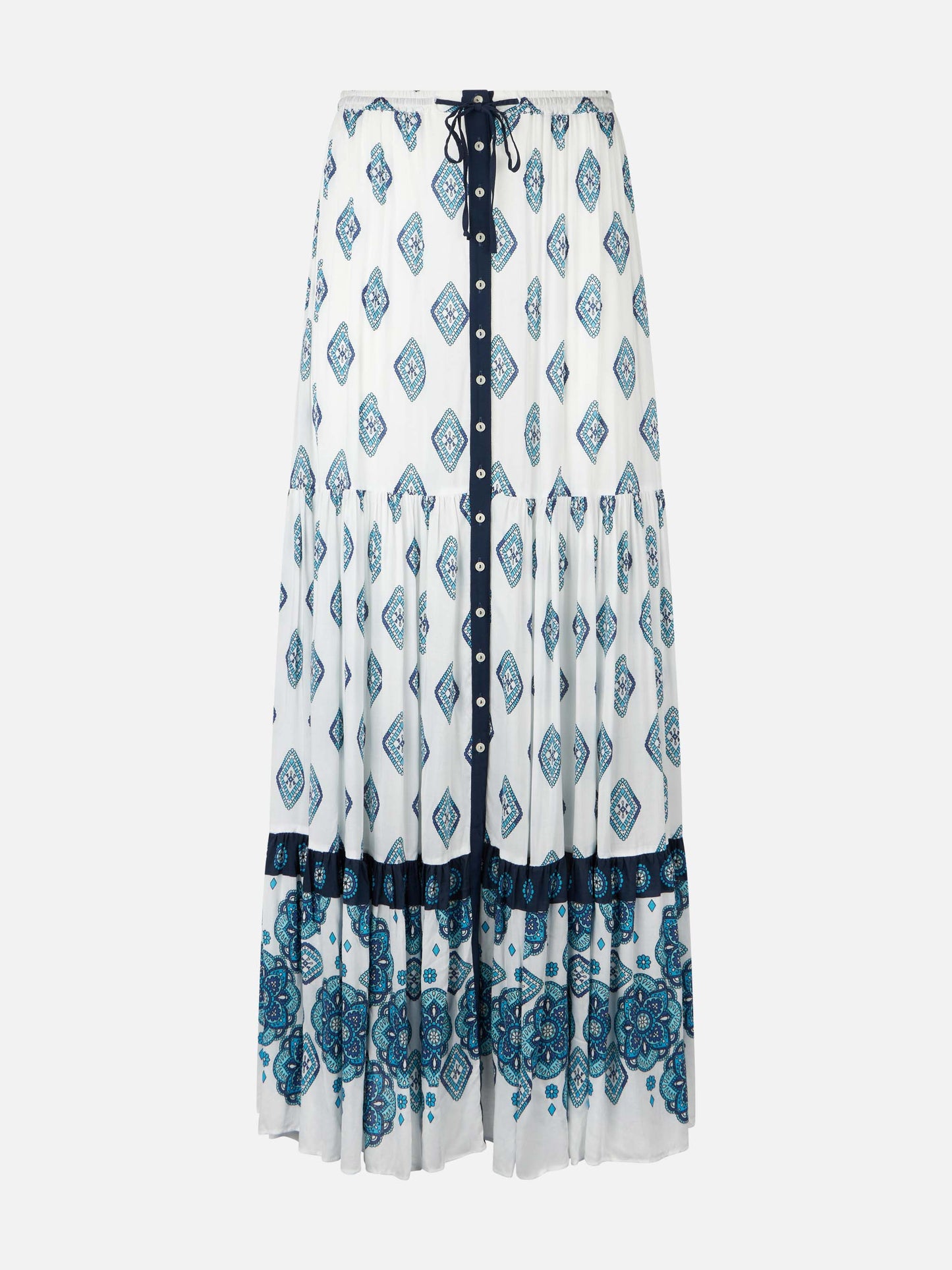 Gonna lunga stampa gipsy fiori azzurra