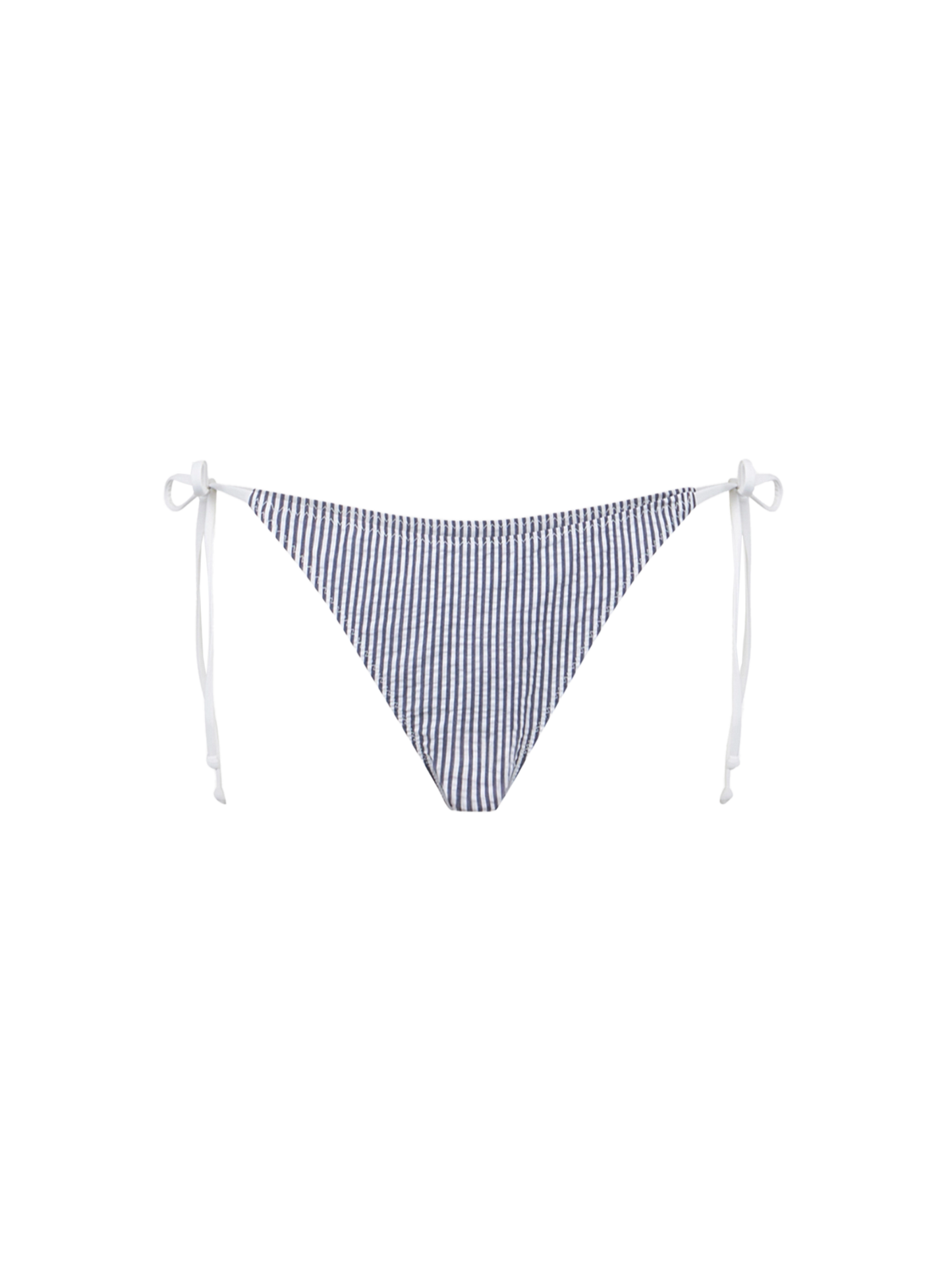 Woman seersucker swim briefs with striped print