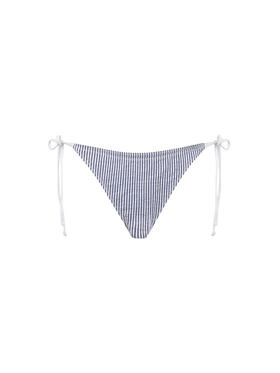 Woman seersucker swim briefs with striped print