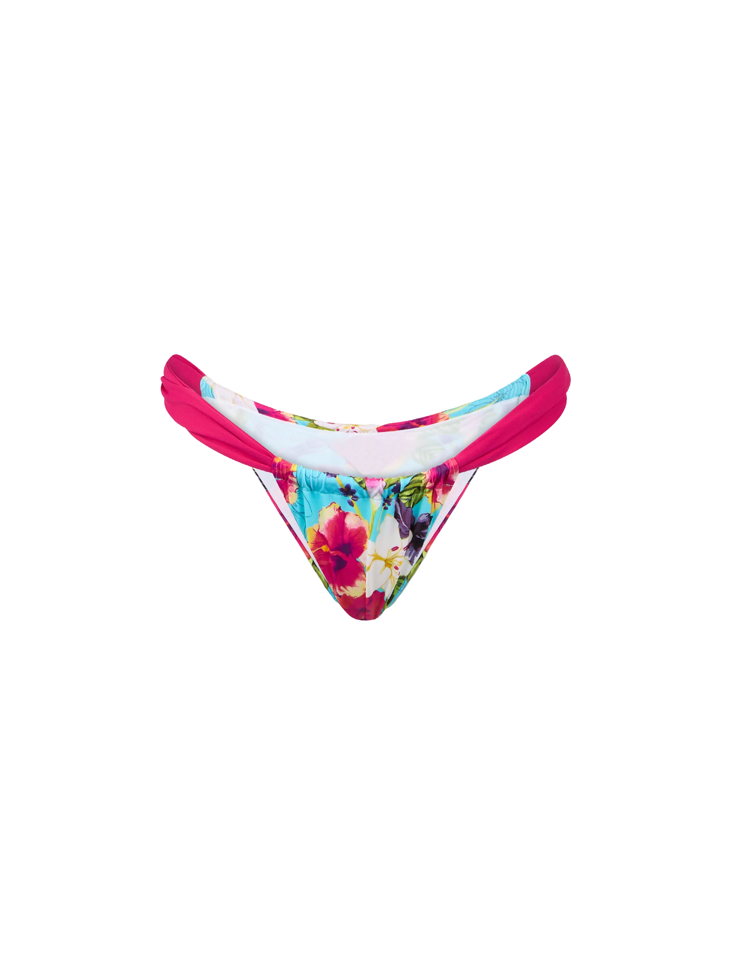 Woman cheeky swim briefs with ibiscus print