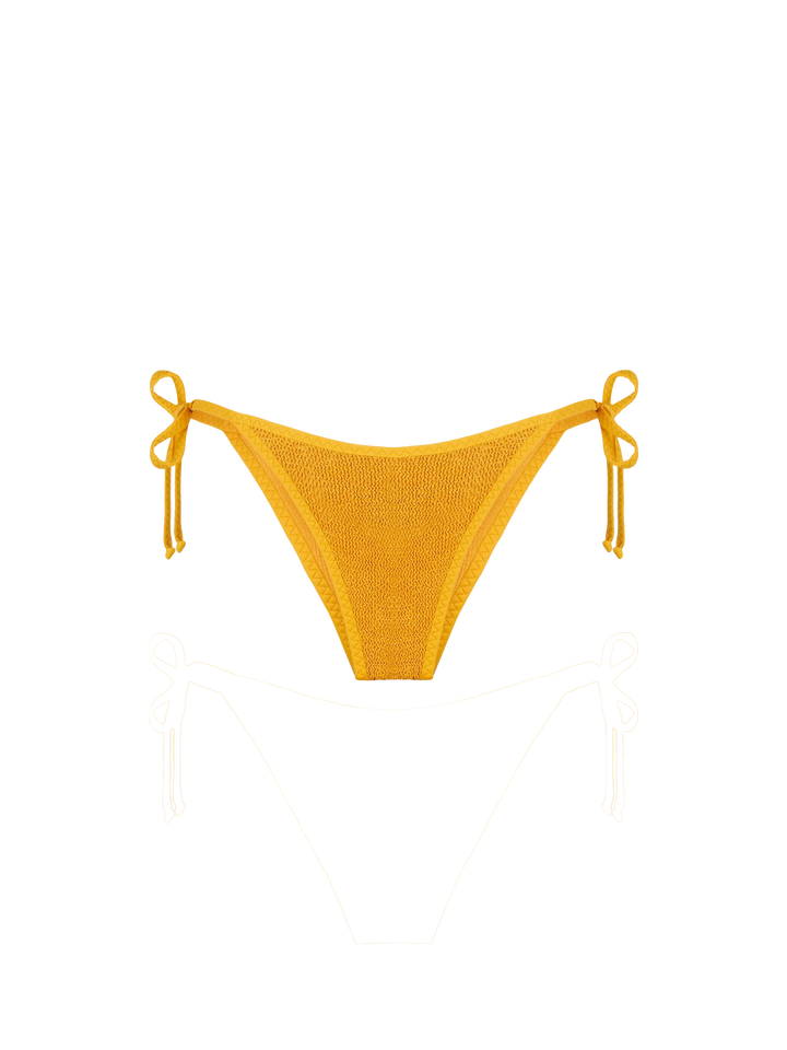 Bikini da donna a triangolo crinkle ocra