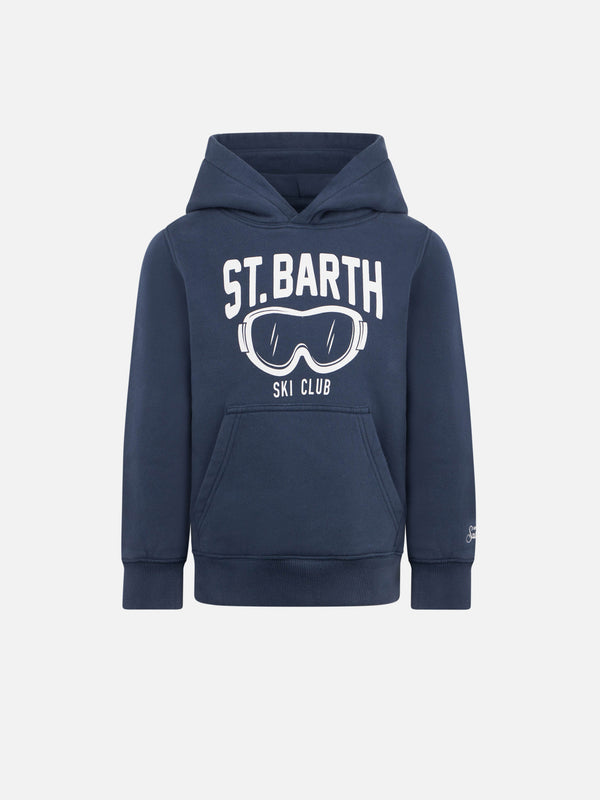 Boy blue hoodie with St. Barth ski club print