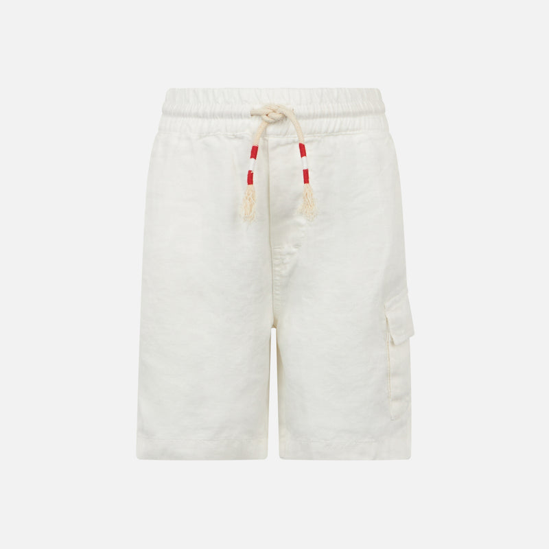 White color linen bermuda short