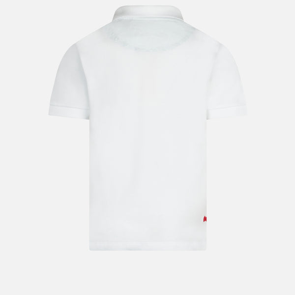 Boy white cotton piquet polo with embroidery