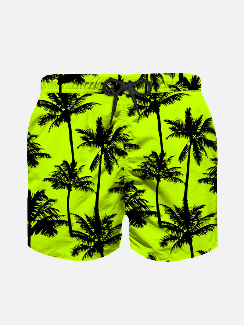 Jungen-Badeshorts aus leichtem Stoff mit Palmen-Allover-Print