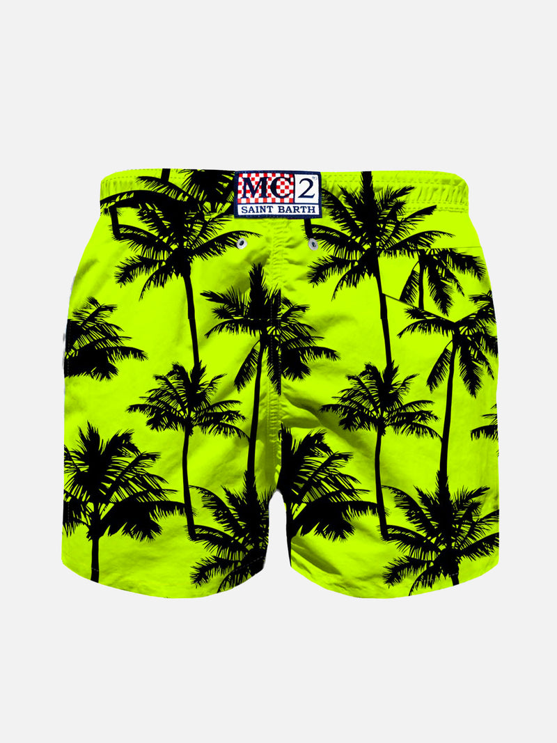 Jungen-Badeshorts aus leichtem Stoff mit Palmen-Allover-Print