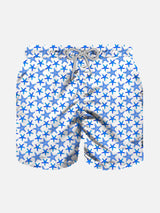 Leichte Jungen-Badeshorts mit Mikro-Seestern-Allover-Print