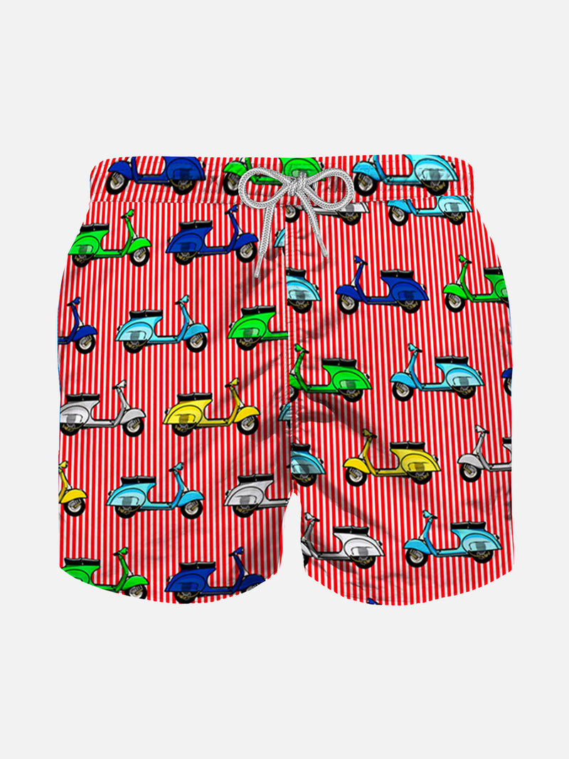 Badeshorts für Jungen mit mehrfarbigem Vespa-Allover-Print | VESPA PIAGGIO©