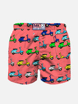 Badeshorts für Jungen mit mehrfarbigem Vespa-Allover-Print | VESPA PIAGGIO©