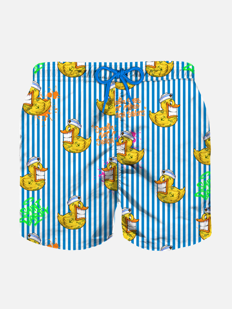 Boy swim shorts with Crypto ducky print | CRYPTO PUPPETS SPECIAL EDITION