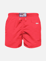 Boy fluo red lightweight swim shorts Lighting Pantone | PANTONE® SPECIAL EDITION