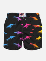 Boy swim shorts with velvet sharks