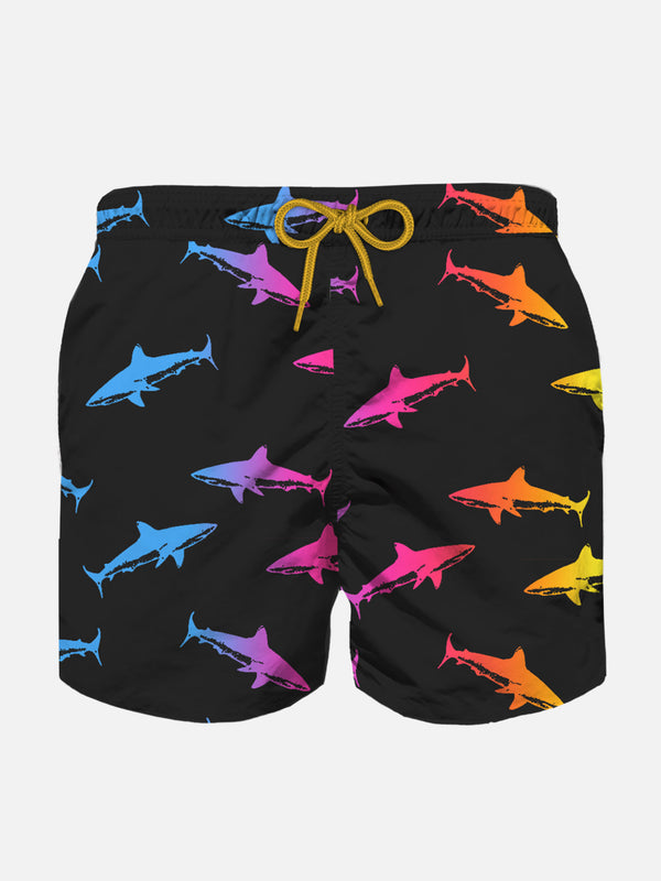 Boy swim shorts with velvet sharks