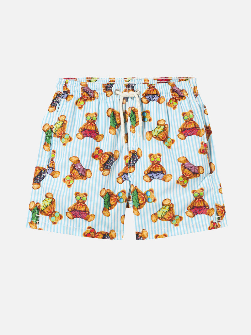 Jungen-Badeshorts aus Baumwolle mit Teddybär-Print