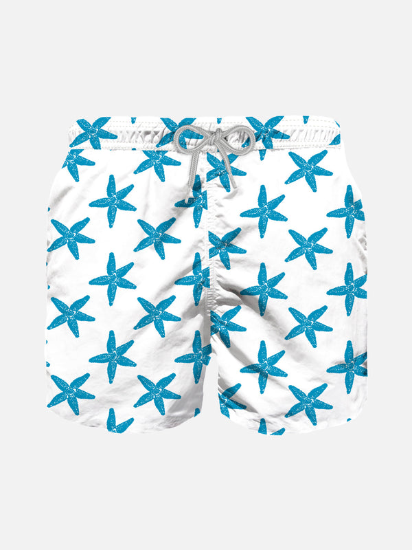 Boy swim shorts with seastar flocked print