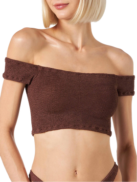 Woman crinkle wide shoulder strap bikini