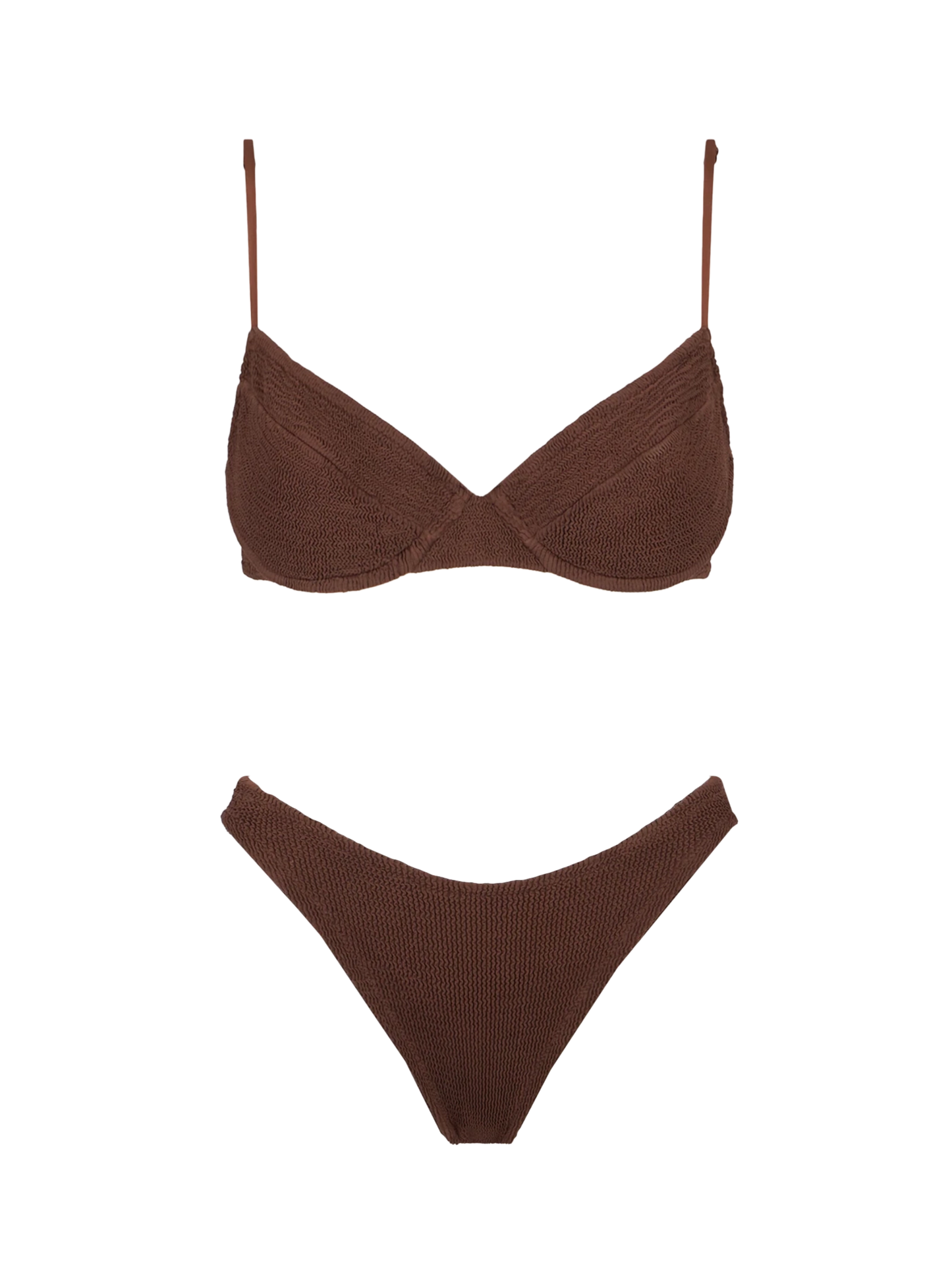 Woman brown crinkle underwired bralette bikini - MC2 Saint Barth