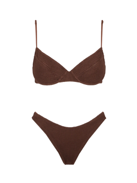 Woman brown crinkle underwired bralette bikini - MC2 Saint Barth