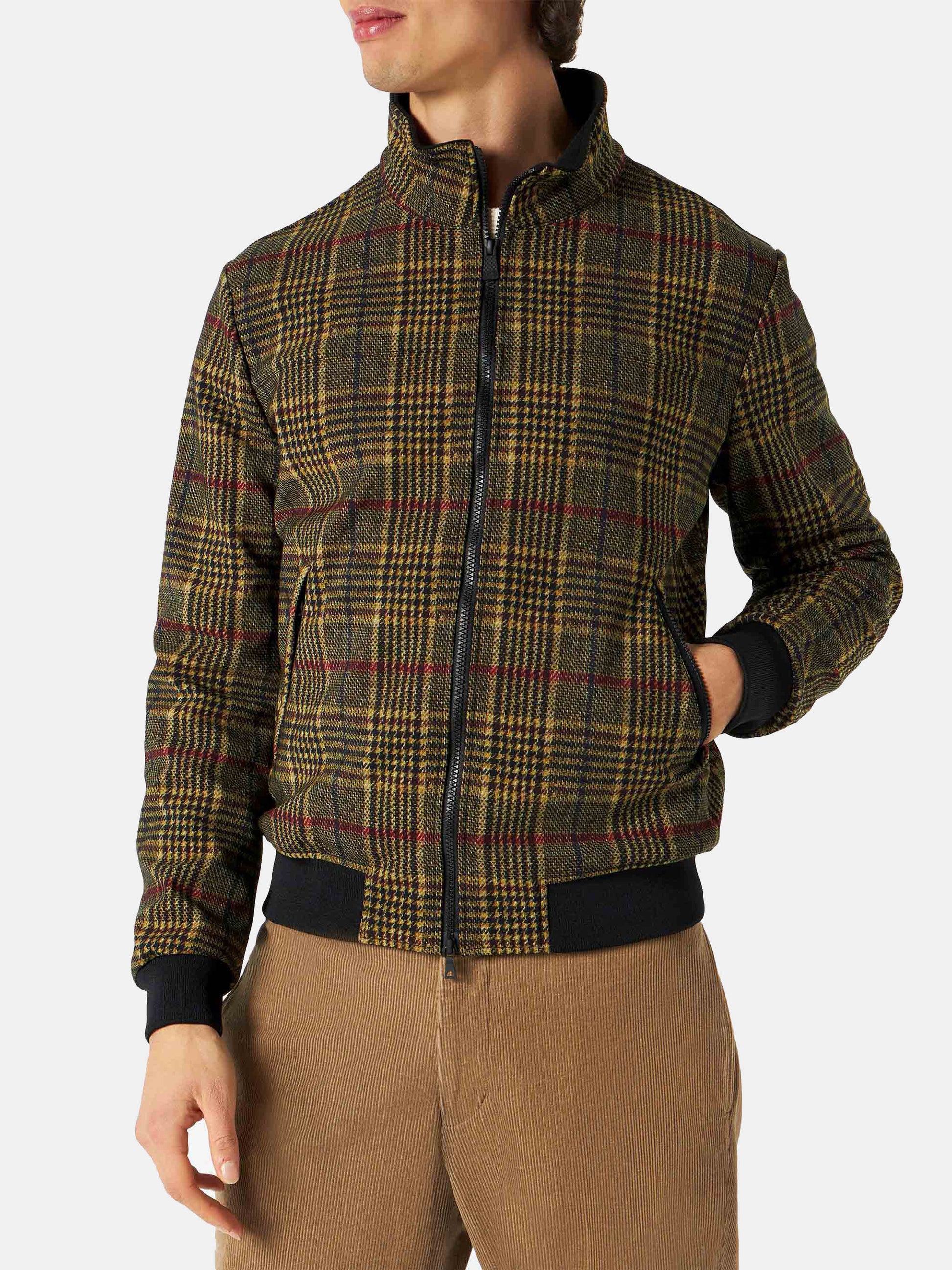 Man mid-weight Prince of Wales bomber jacket Traveler - MC2 Saint Barth