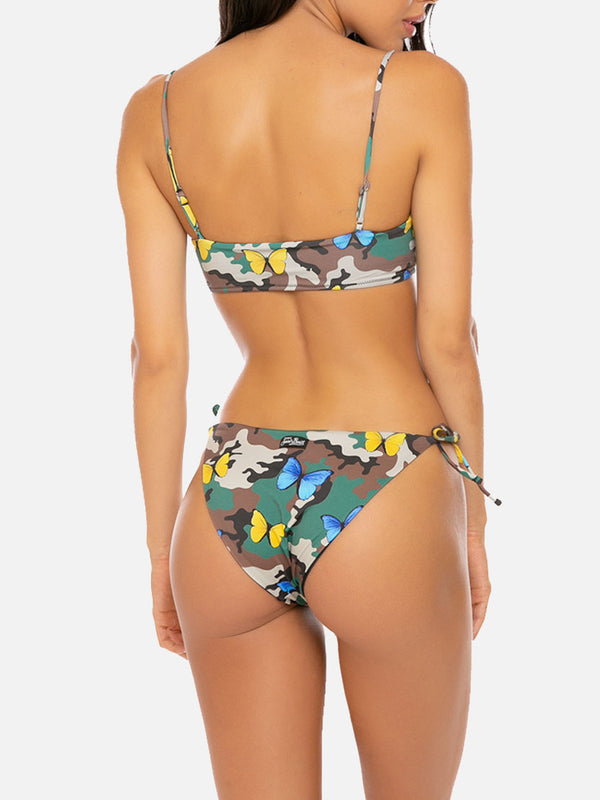 Bikini mit Camouflage-Schmetterlingsprint und Bralette-Oberteil