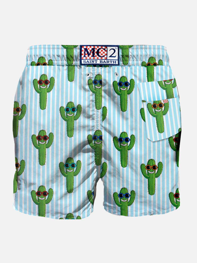 Mittellange Badeshorts mit Kaktus-Print