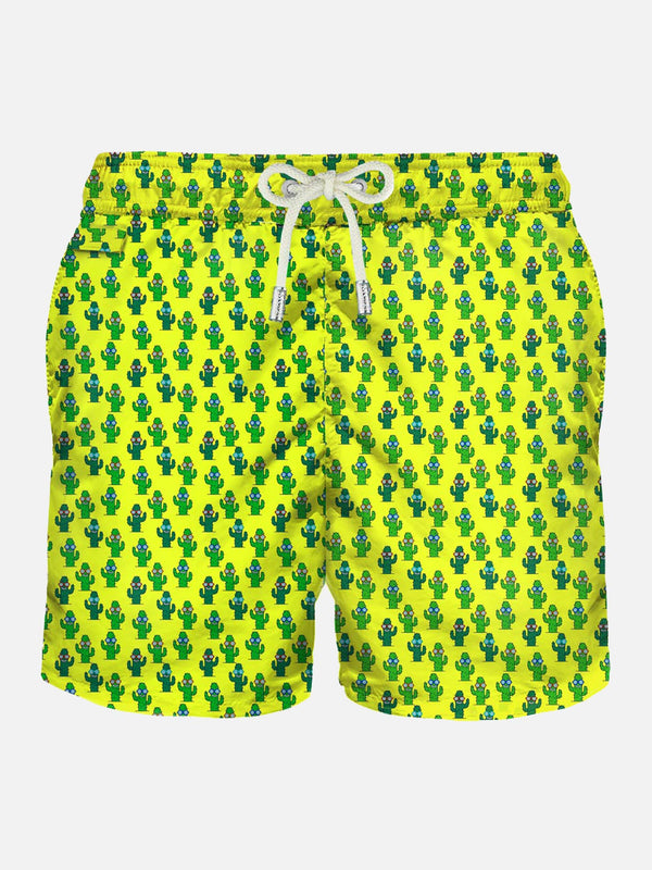 Light fabric man swim shorts cactus print