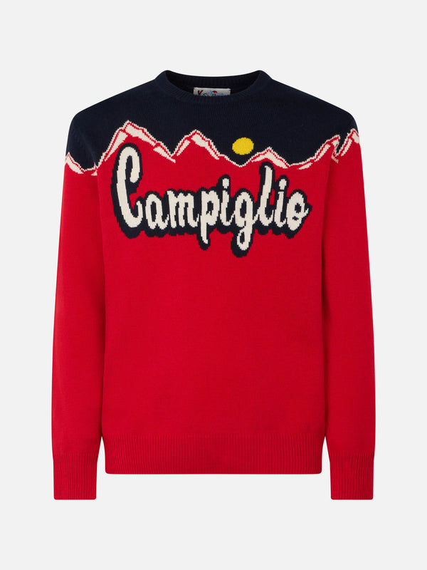 Man crewneck sweater with Campiglio sun jacquard