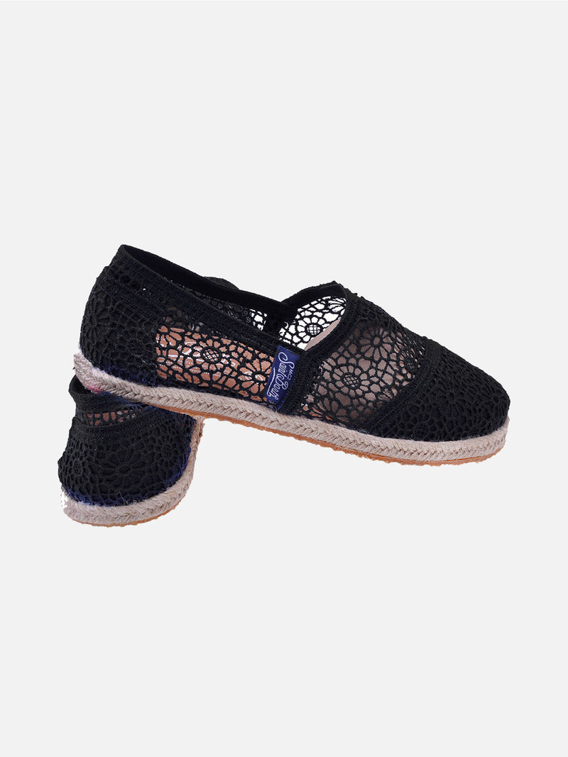 Black macramè espadrillas for woman