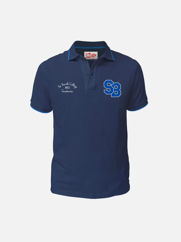 Boy blue cotton piquet polo shirt