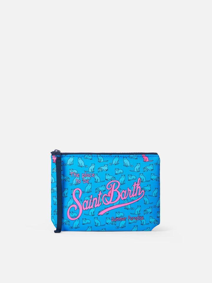 Aline Scuba-Pochette mit Katzen-Print