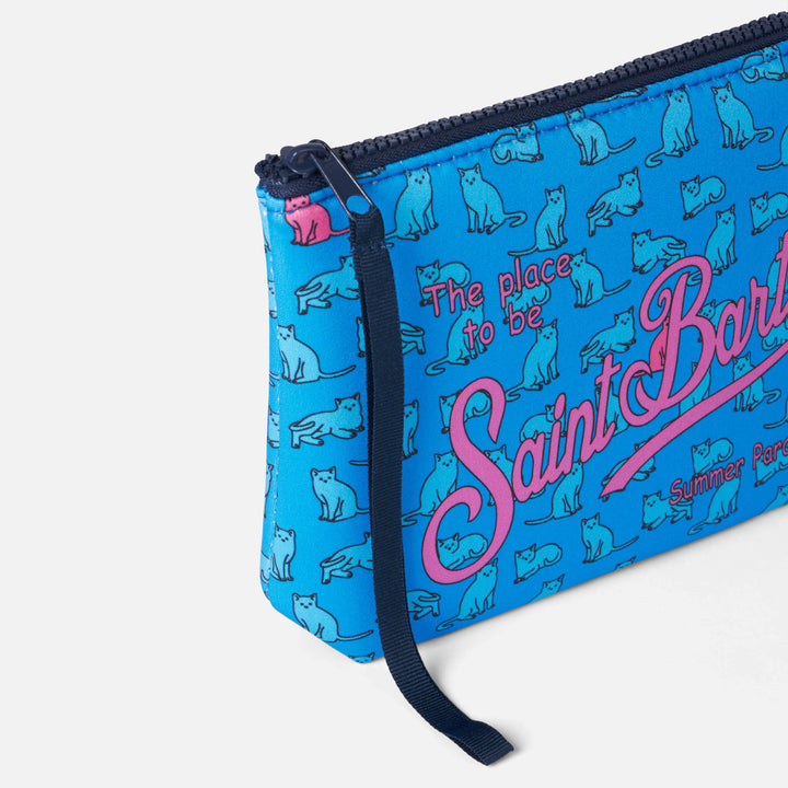 Aline Scuba-Pochette mit Katzen-Print