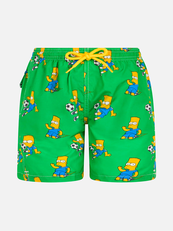 Boy lightweight fabric swim-shorts Jean Lighting with Bart print | THE SIMPSON SPECIAL EDITION