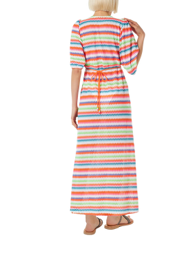 Chevron raschel knit long beach dress Bliss with striped pattern