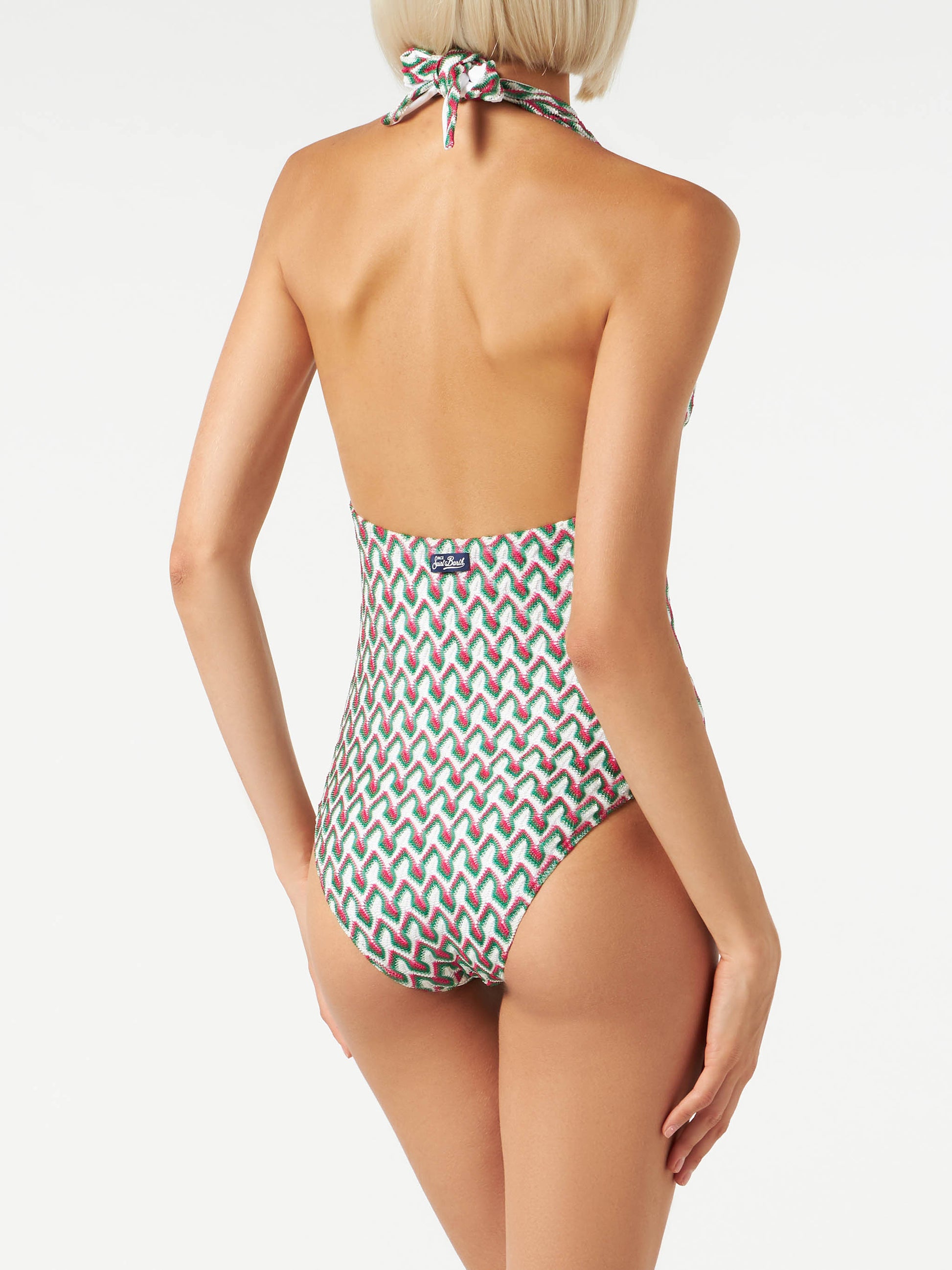 Fucsia and green knitted pattern one piece - MC2 Saint Barth