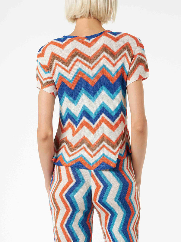 Top in maglia chevron arancione