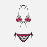 Damen-Triangel-Bikini mit Chevron-Strickmuster