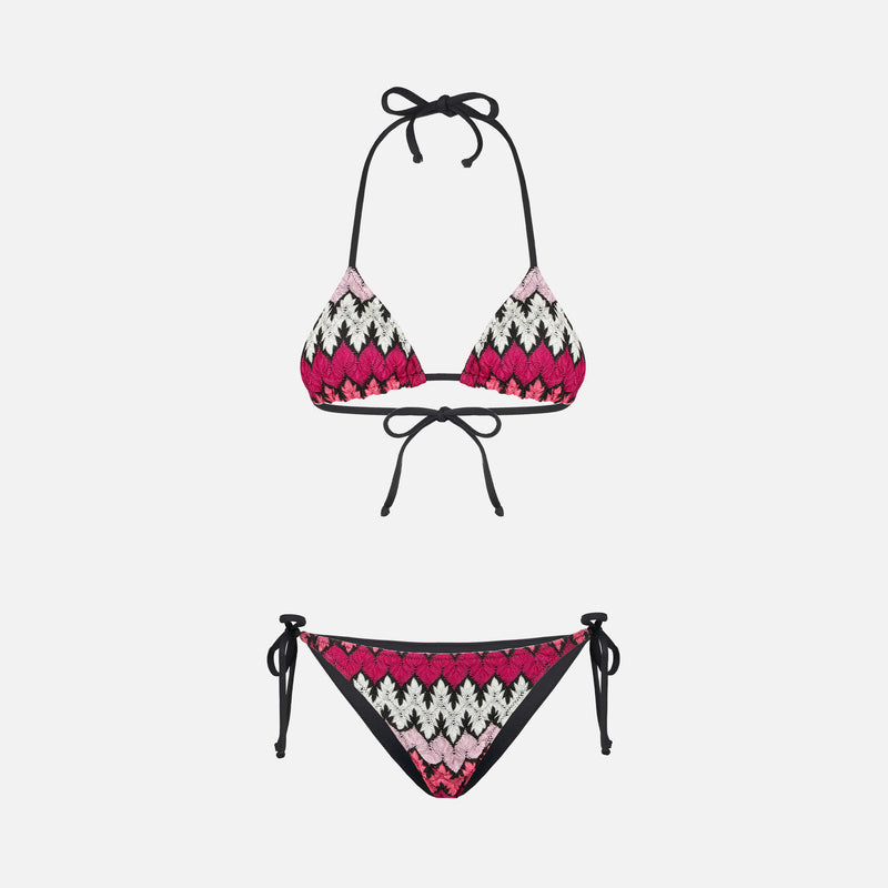 Damen-Triangel-Bikini mit Chevron-Strickmuster