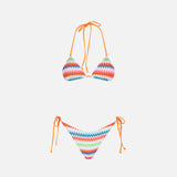 Bikini da donna a triangolo con stampa fantasia chevron