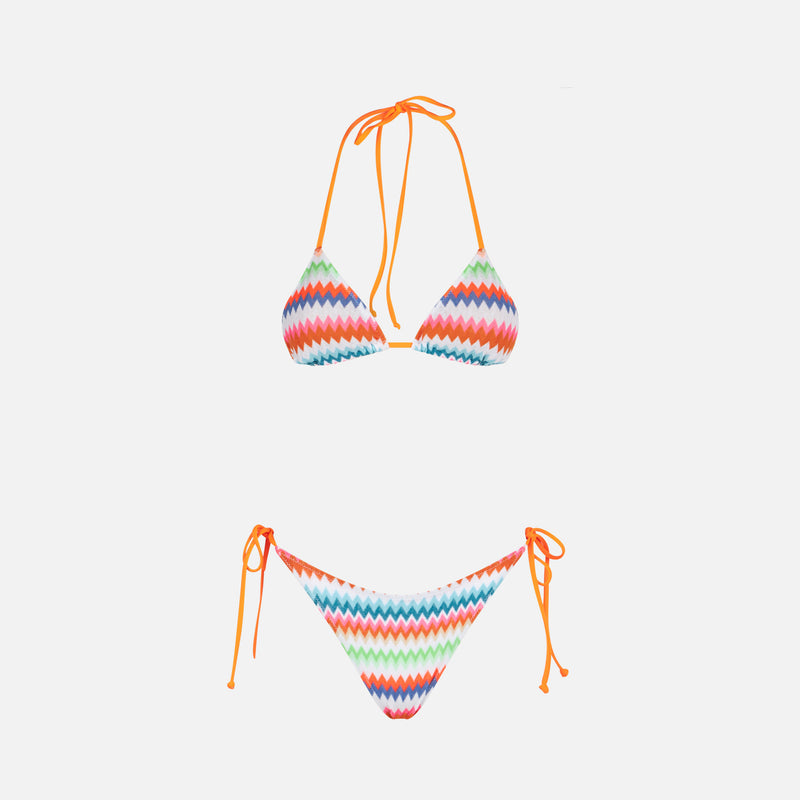 Bikini da donna a triangolo con stampa fantasia chevron